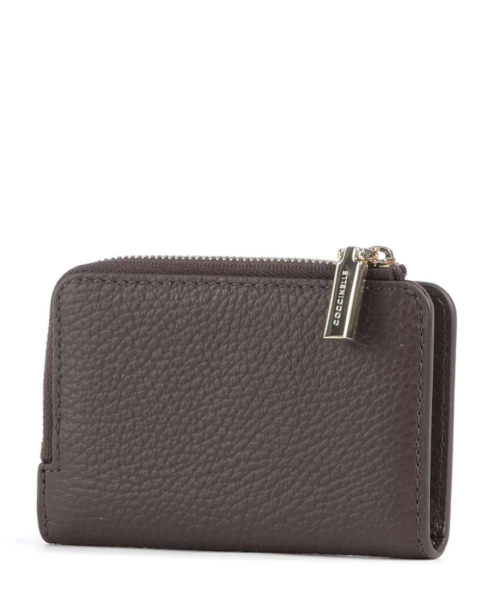 Metallic Soft Geldbörse genarbtes Leder dunkelbraun