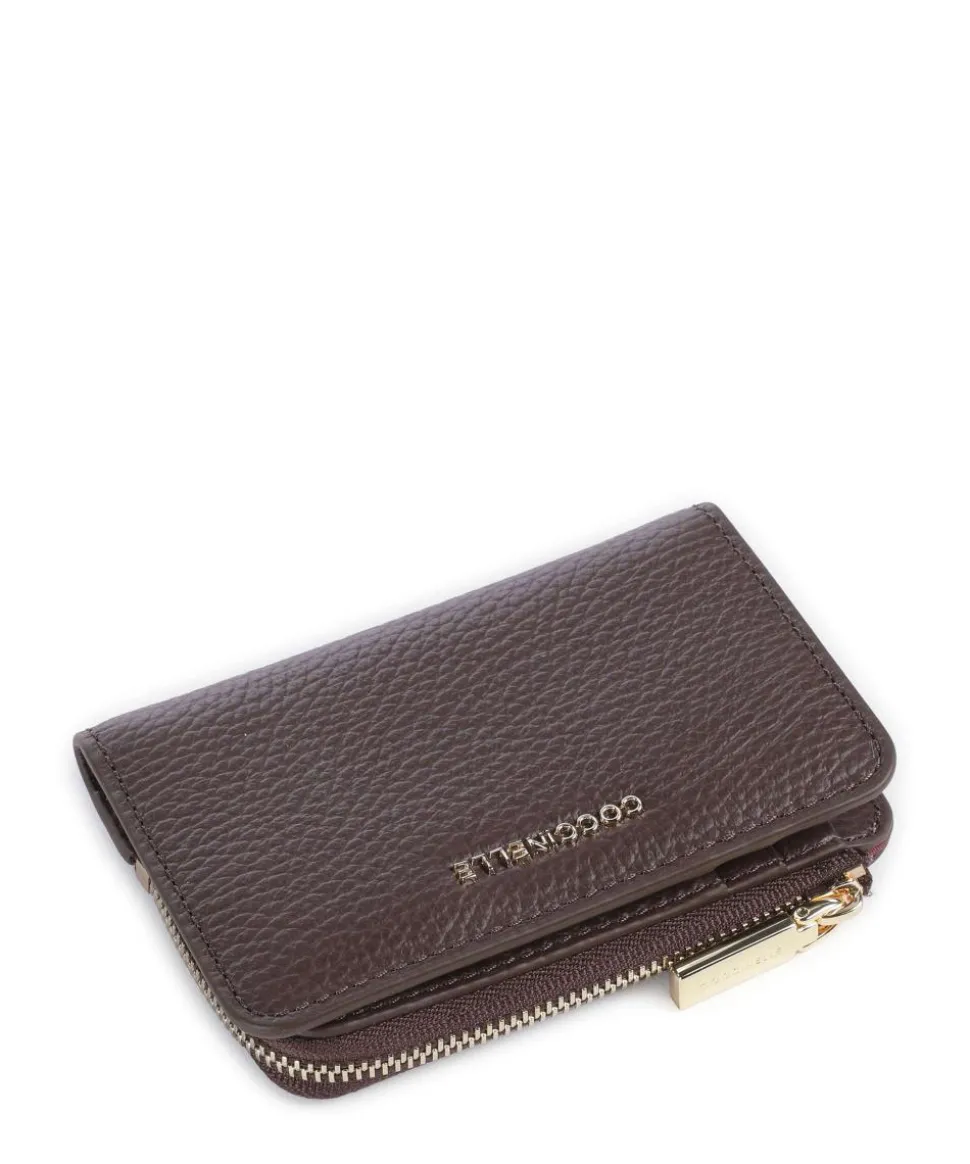 Metallic Soft Geldbörse genarbtes Leder dunkelbraun