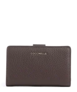 Metallic Soft Geldbörse genarbtes Rindsleder dunkelbraun