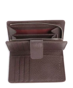 Metallic Soft Geldbörse genarbtes Rindsleder dunkelbraun