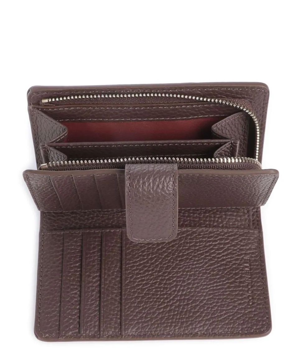 Metallic Soft Geldbörse genarbtes Rindsleder dunkelbraun