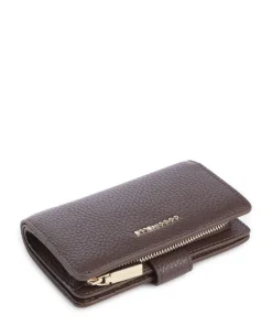 Metallic Soft Geldbörse genarbtes Rindsleder dunkelbraun