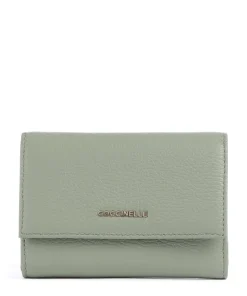 Metallic Soft Geldbörse genarbtes Leder graugrün