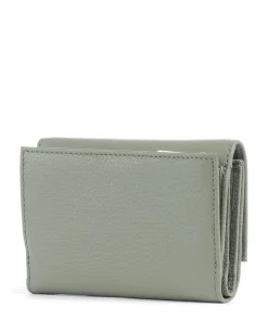 Metallic Soft Geldbörse genarbtes Leder graugrün