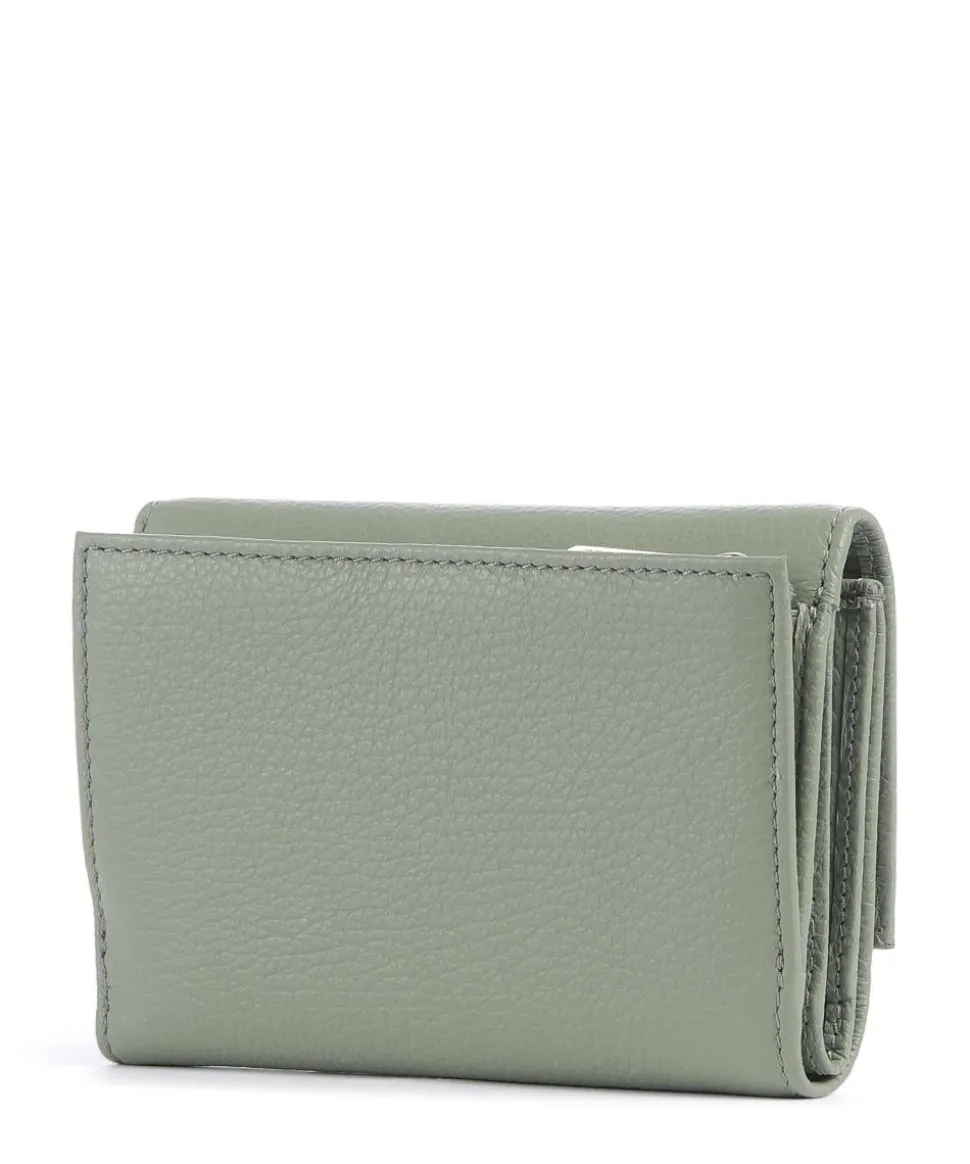 Metallic Soft Geldbörse genarbtes Leder graugrün