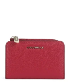 Metallic Soft Geldbörse genarbtes Leder rot