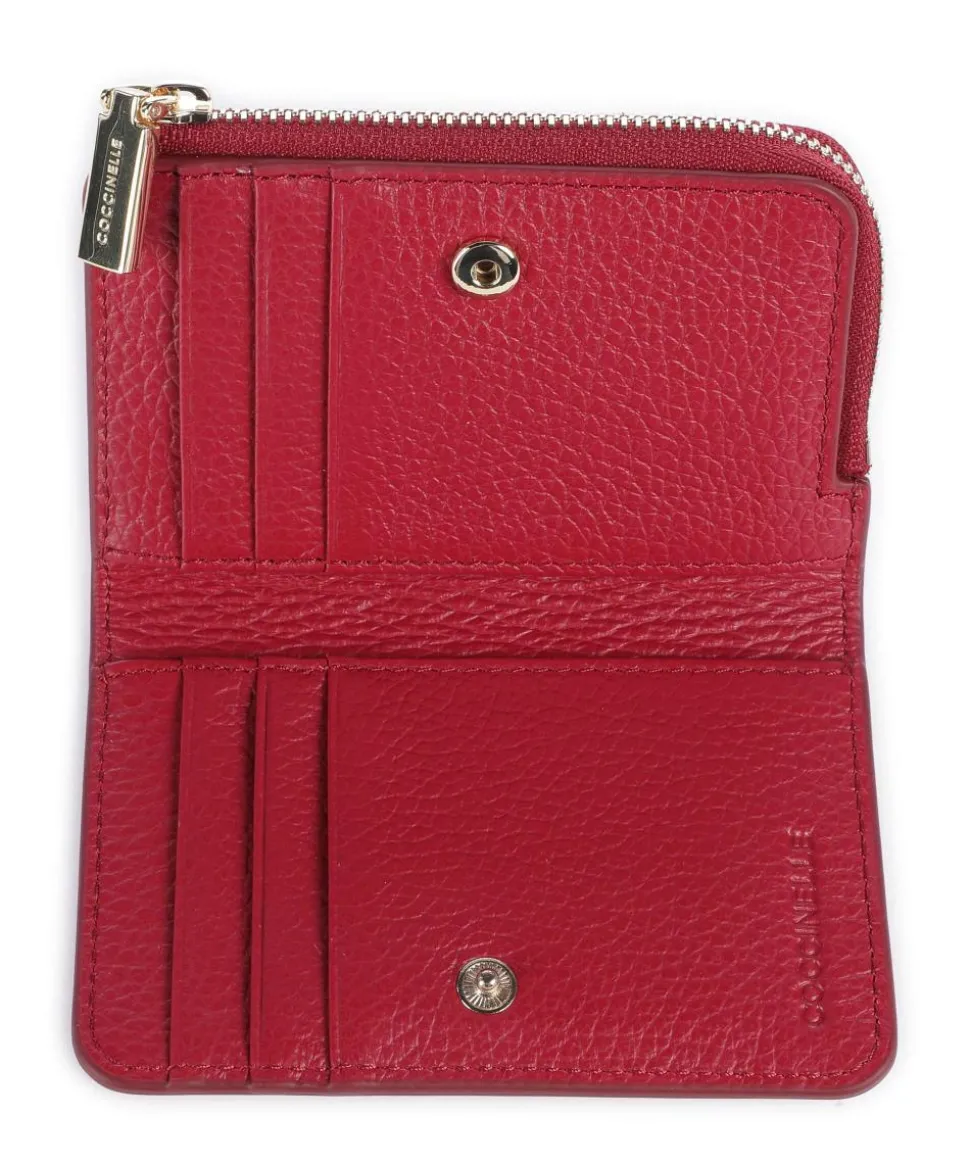 Metallic Soft Geldbörse genarbtes Leder rot