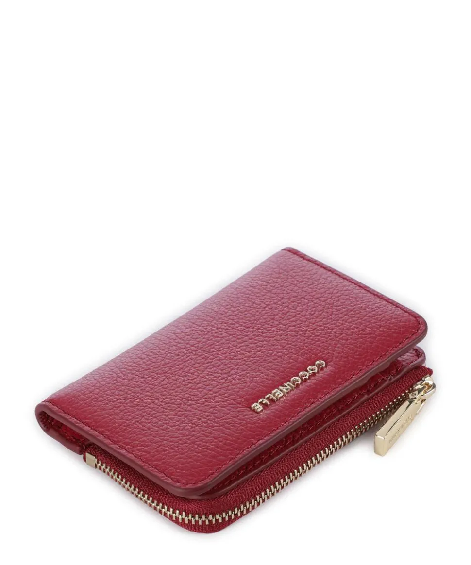 Metallic Soft Geldbörse genarbtes Leder rot