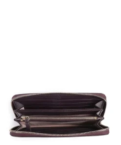 Metallic Soft Geldbörse genarbtes Leder pflaume