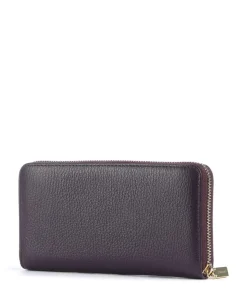 Metallic Soft Geldbörse genarbtes Leder pflaume