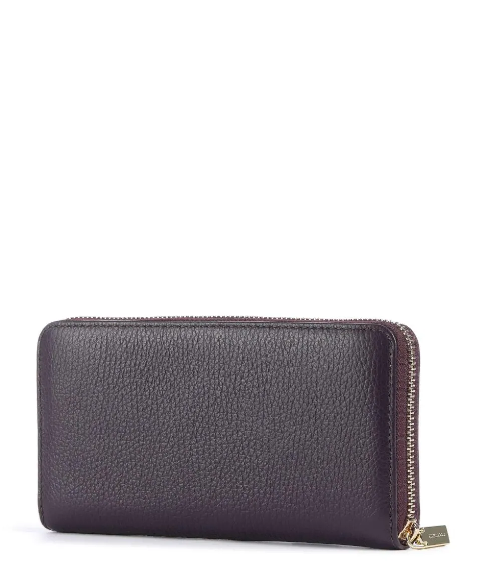 Metallic Soft Geldbörse genarbtes Leder pflaume