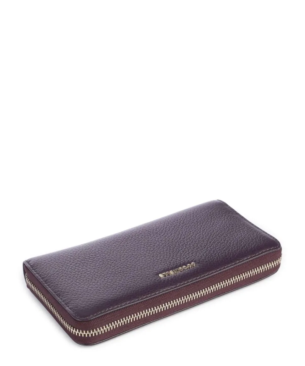 Metallic Soft Geldbörse genarbtes Leder pflaume