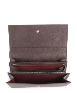 Metallic Soft Geldbörse genarbtes Leder dunkelbraun