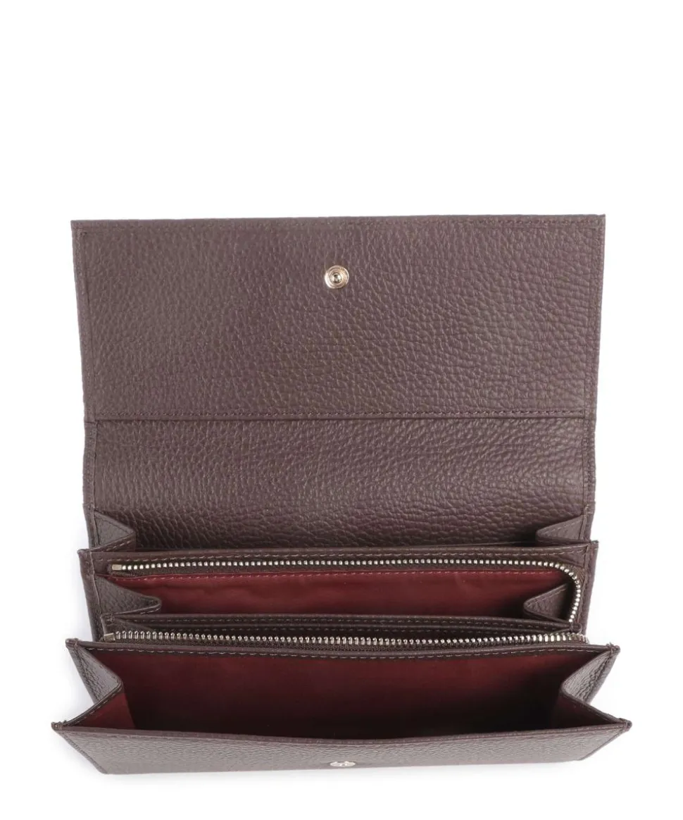 Metallic Soft Geldbörse genarbtes Leder dunkelbraun