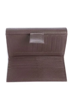 Metallic Soft Geldbörse genarbtes Leder dunkelbraun