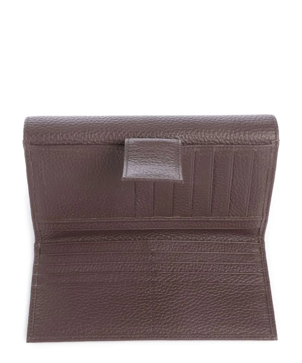 Metallic Soft Geldbörse genarbtes Leder dunkelbraun