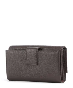 Metallic Soft Geldbörse genarbtes Leder dunkelbraun