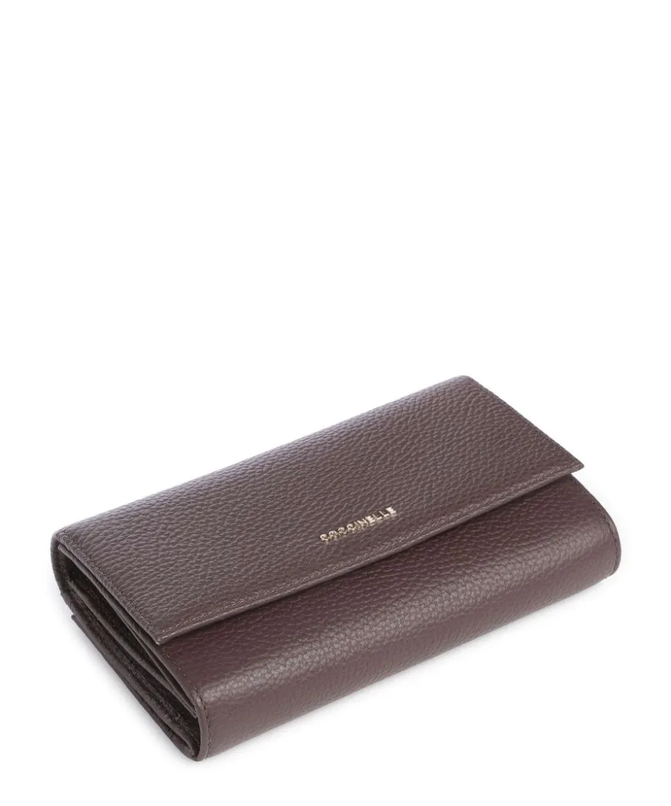 Metallic Soft Geldbörse genarbtes Leder dunkelbraun