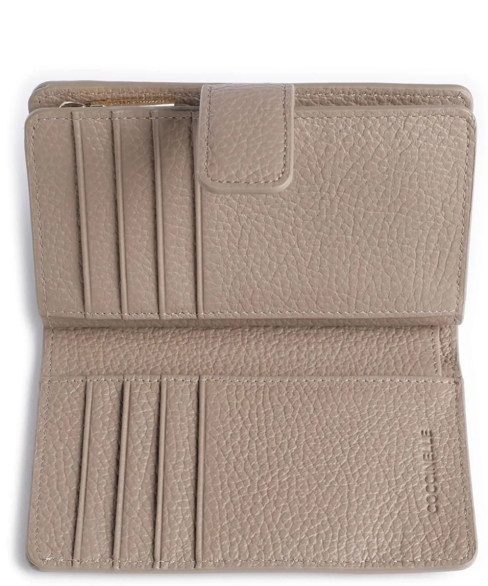 Metallic Soft Geldbörse genarbtes Rindsleder taupe