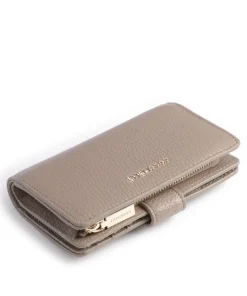 Metallic Soft Geldbörse genarbtes Rindsleder taupe