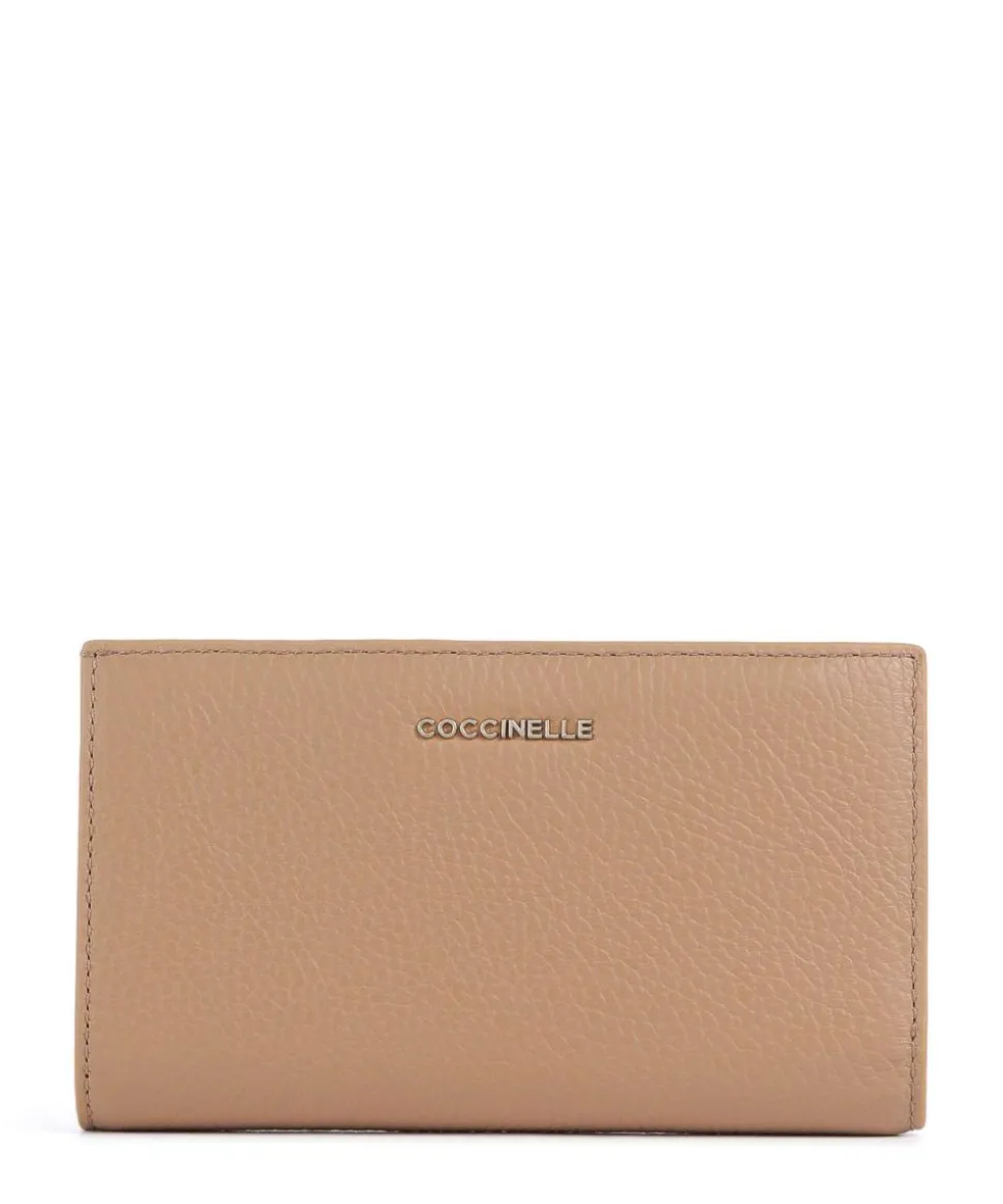 Metallic Soft Geldbörse genarbtes Leder hellbraun