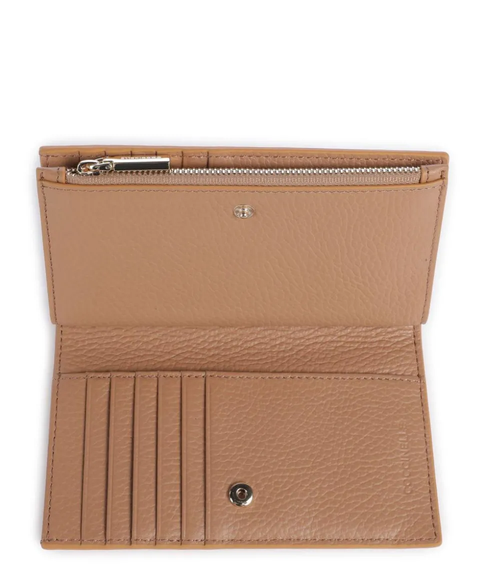 Metallic Soft Geldbörse genarbtes Leder hellbraun