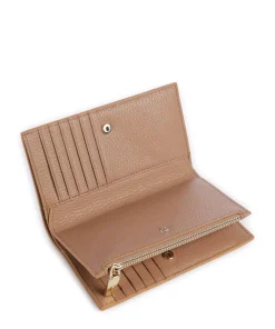 Metallic Soft Geldbörse genarbtes Leder hellbraun