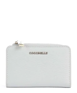 Metallic Soft Geldbörse genarbtes Leder hellblau