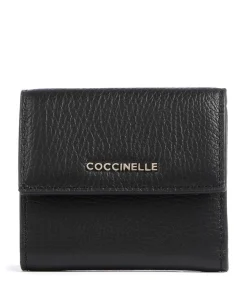 Metallic Soft Geldbörse genarbtes Leder schwarz