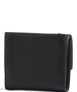 Metallic Soft Geldbörse genarbtes Leder schwarz