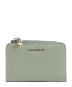 Metallic Soft Geldbörse genarbtes Leder graugrün