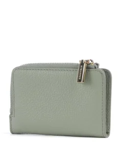 Metallic Soft Geldbörse genarbtes Leder graugrün