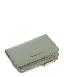 Metallic Soft Geldbörse genarbtes Leder graugrün