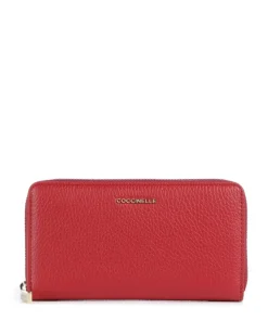 Metallic Soft Geldbörse genarbtes Leder rot