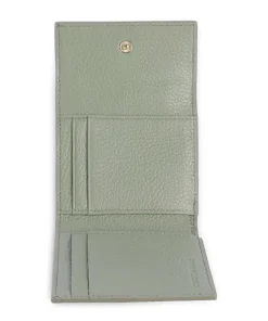 Metallic Soft Geldbörse genarbtes Leder graugrün