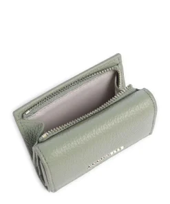 Metallic Soft Geldbörse genarbtes Leder graugrün