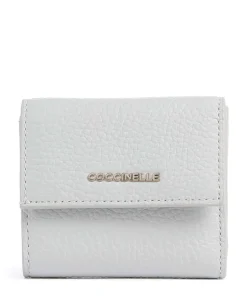 Metallic Soft Geldbörse genarbtes Leder hellblau