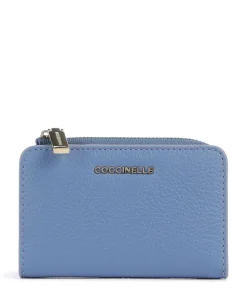 Metallic Soft Geldbörse genarbtes Leder blau