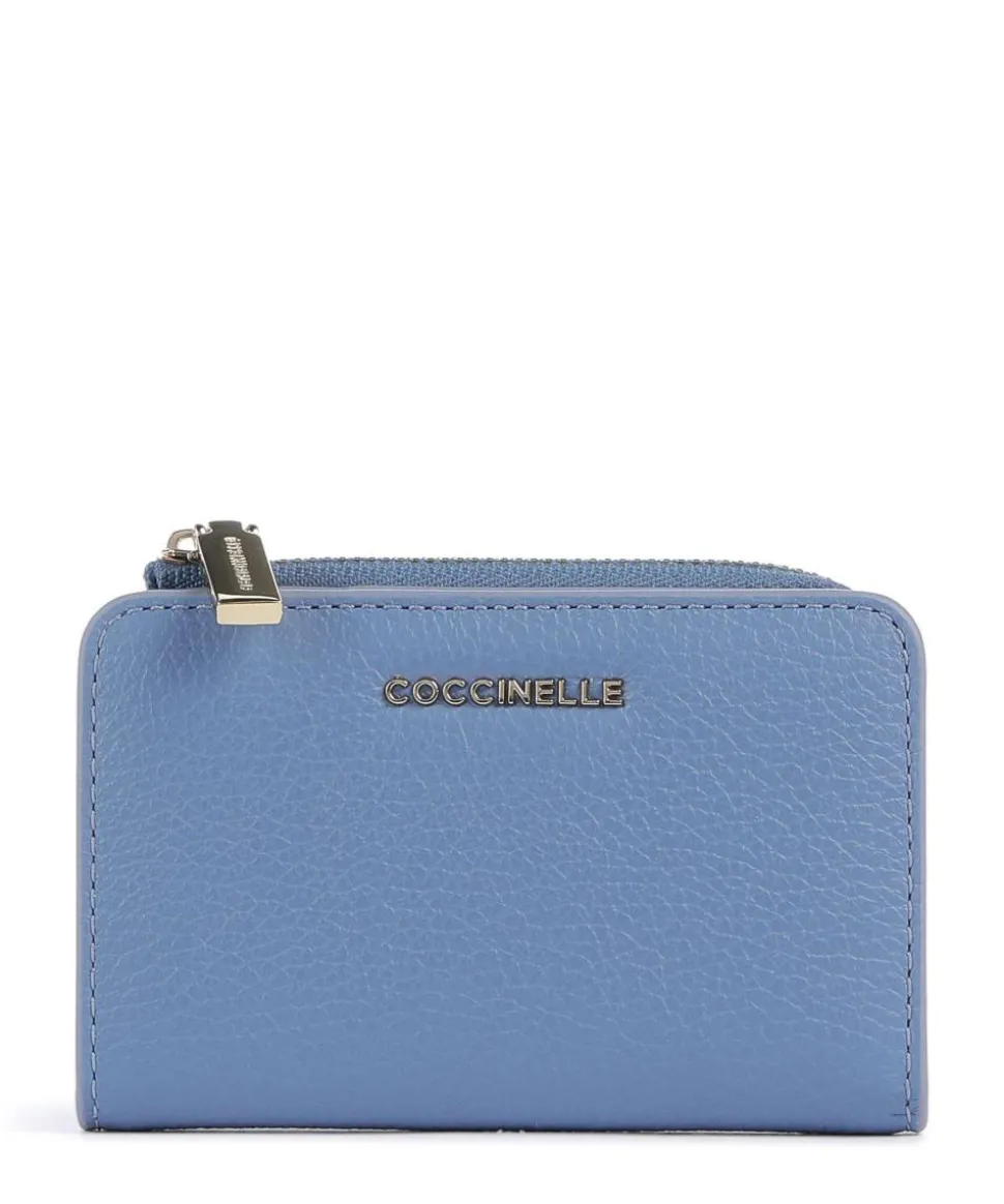 Metallic Soft Geldbörse genarbtes Leder blau