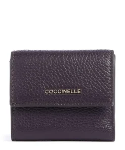 Metallic Soft Geldbörse genarbtes Leder pflaume