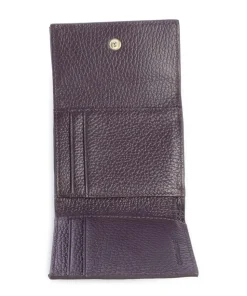 Metallic Soft Geldbörse genarbtes Leder pflaume