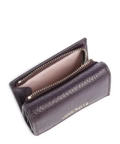 Metallic Soft Geldbörse genarbtes Leder pflaume