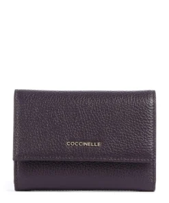 Metallic Soft Geldbörse genarbtes Leder pflaume