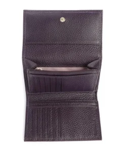 Metallic Soft Geldbörse genarbtes Leder pflaume