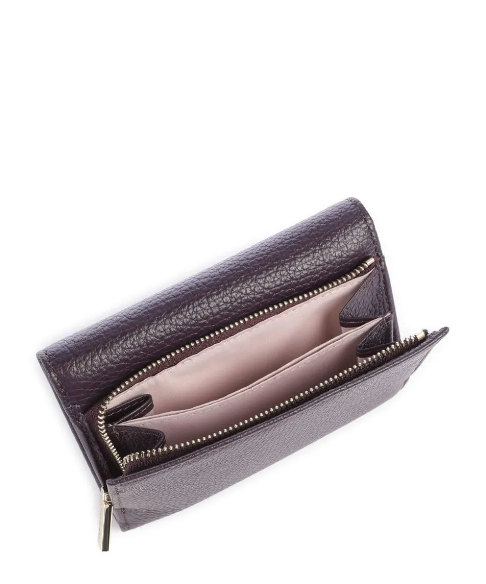 Metallic Soft Geldbörse genarbtes Leder pflaume