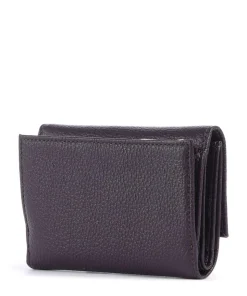 Metallic Soft Geldbörse genarbtes Leder pflaume