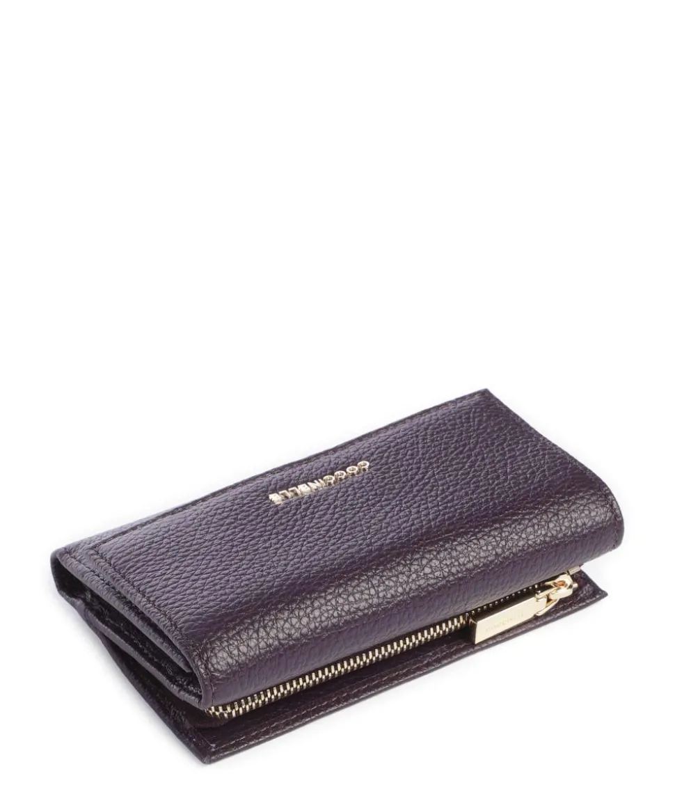 Metallic Soft Geldbörse genarbtes Leder pflaume