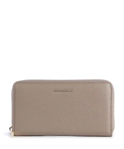 Metallic Soft Geldbörse genarbtes Leder taupe