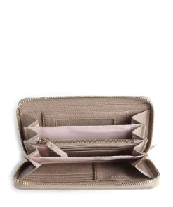 Metallic Soft Geldbörse genarbtes Leder taupe