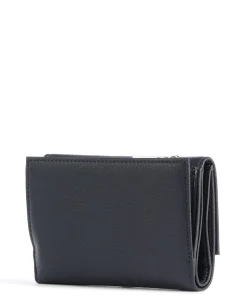 Metallic Soft Geldbörse genarbtes Leder navy